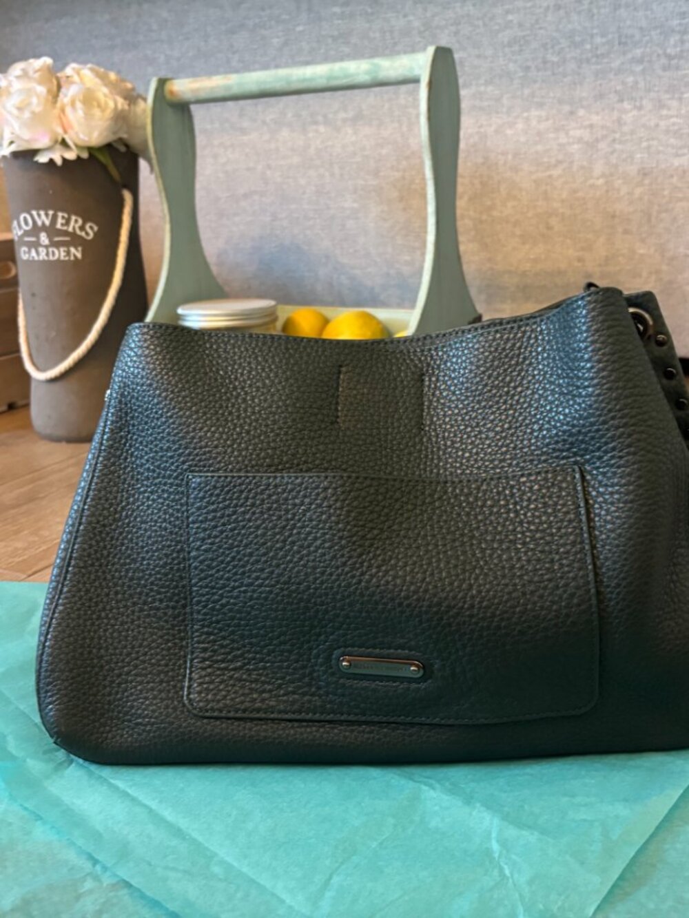 Rebecca Minkoff Darren medium studded leather shoulder bag in deep jade - Picture 3 of 8